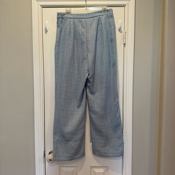 Jason Wu Tweed Trousers Pants Women’s 10 Light Blue High Waist Relaxed Old Money - Picture 2 of 10